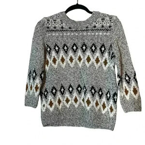 H&M Women’s Pullover Diamond Print Cozy Knit Sweater Small Outdoor Neutral Warm